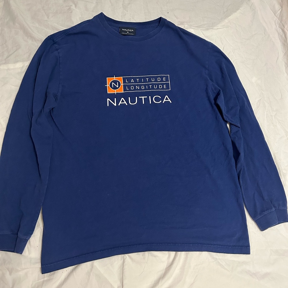 Nautica y2k vintage tag double sided logo t shirt